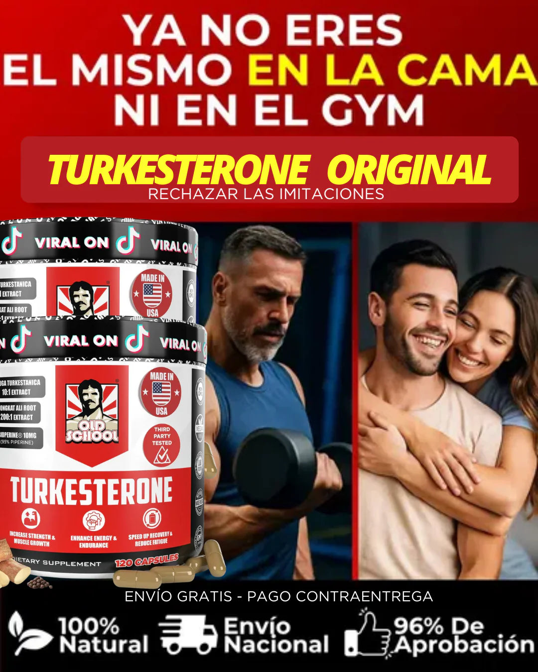 TURKESTERONE PRO OLD SCHOOL ORIGINAL - 120 CAPS - Potncia tu fuerza y crescim